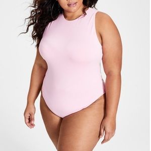 Bar Ill Trendy Plus Size Pink Bodycon Tank Bodysuit